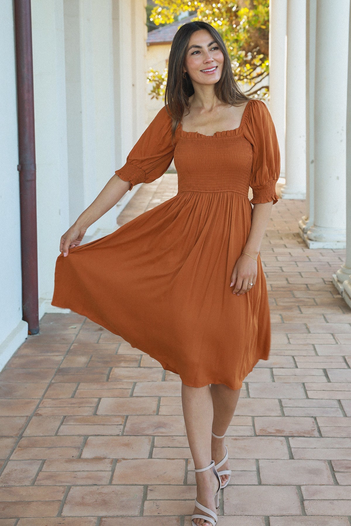 Jorah Brown Midi Dress