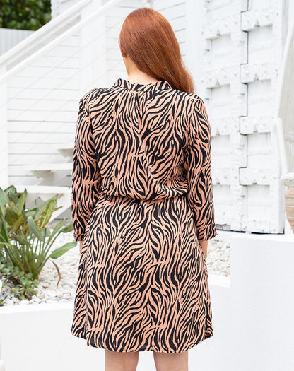 Marigold Dress -Tan/Zebra